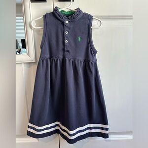 Ralph Lauren Girls Navy Sleeveless Striped Edge Dress Size 4/4T